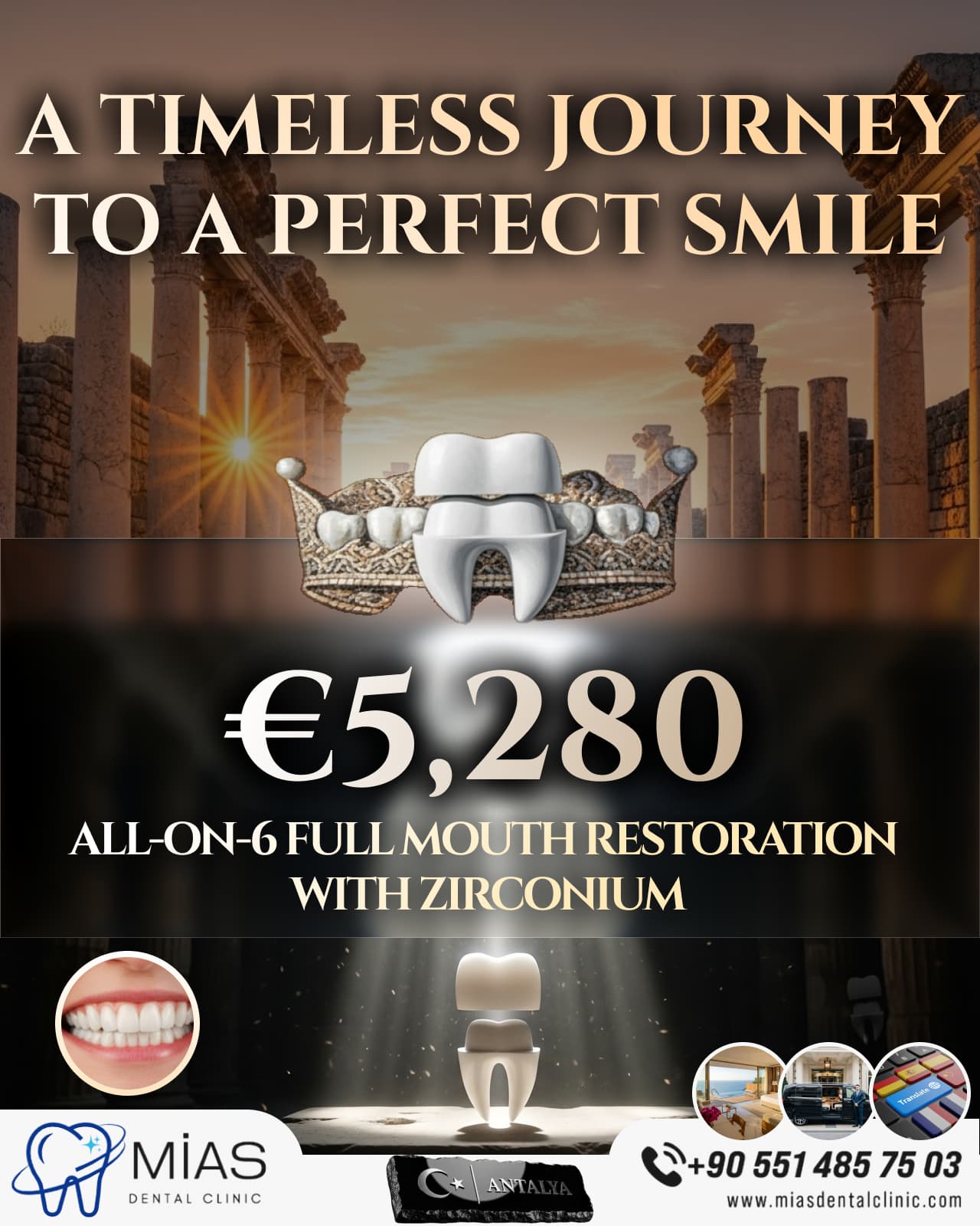 All-on-6 zirkonyum tam ağız restorasyonu